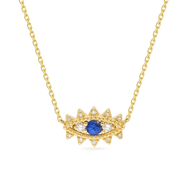 925 Silver Chain Necklace with Zircon Angel Eyes Pendant