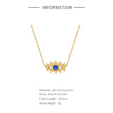 925 Silver Chain Necklace with Zircon Angel Eyes Pendant