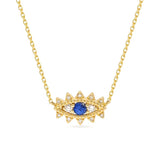 925 Silver Chain Necklace with Zircon Angel Eyes Pendant