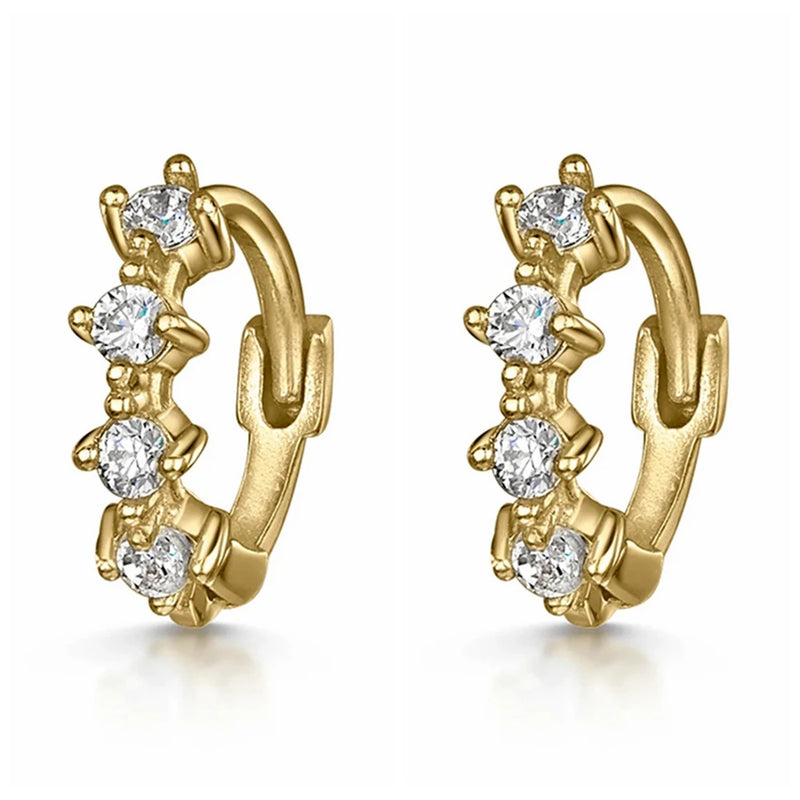 Zircon Branch Hoop Earrings 925 Silver Piercing Earring