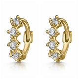 Zircon Branch Hoop Earrings 925 Silver Piercing Earring