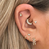 Zircon Branch Hoop Earrings 925 Silver Piercing Earring