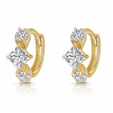Zircon Branch Hoop Earrings 925 Silver Piercing Earring