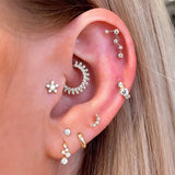 Zircon Branch Hoop Earrings 925 Silver Piercing Earring