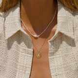 Circle Pearl Sterling Silver Necklace Women Natural Pearl Rock Punk Pendant
