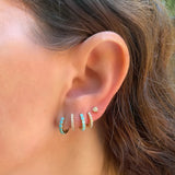 Turquoise Zircon 925 Silver Round Hoop Earrings