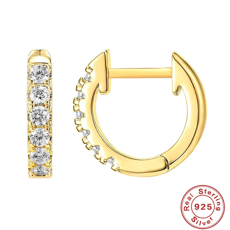CANNER Classic Hoop Earrings 925 Silver Opal Zircon Round Huggie Earrin