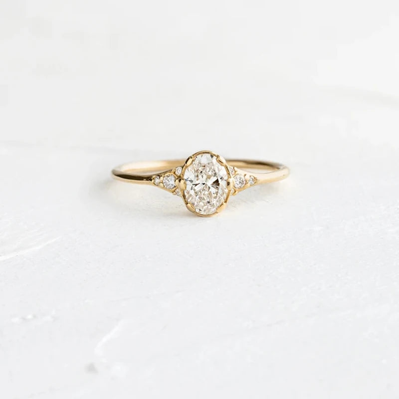 Clear Crystal 925 Sterling Silver Rings For Women Cartilage 18K Fine Jewelry Wed