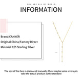 925 Silver Tassel Y-shaped CZ Pendant Necklace for Women