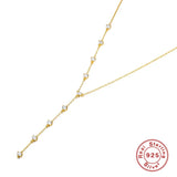 925 Silver Tassel Y-shaped CZ Pendant Necklace for Women