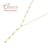 925 Silver Tassel Y-shaped CZ Pendant Necklace for Women