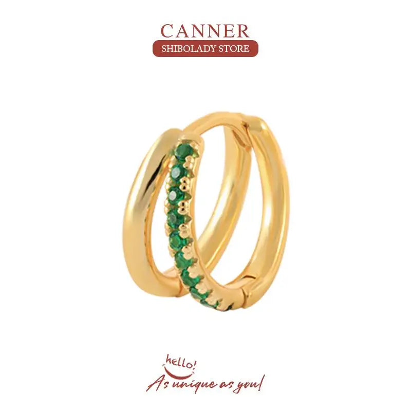 925 Silver Hoop Earrings with Zircon Stones