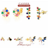 Zircon Cross Flower Earrings Sterling Silver Stud Earring Wedding