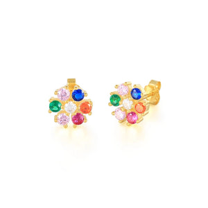 Zircon Cross Flower Earrings Sterling Silver Stud Earring Wedding