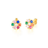 Zircon Cross Flower Earrings Sterling Silver Stud Earring Wedding