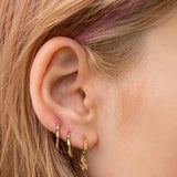 Zircon Lightning Cross Earrings 925 Sterling Silver Piercing Hoops Jewelry