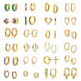 Zircon Love Earrings Sterling Silver Hoops Piercing Jewelry