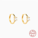 Zircon Love Earrings Sterling Silver Hoops Piercing Jewelry