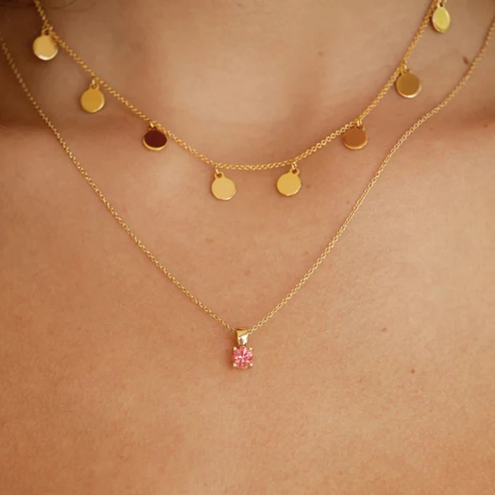 Colored Crystal 925 Sterling Silver Necklace For Women Zircon Clavicle Chain