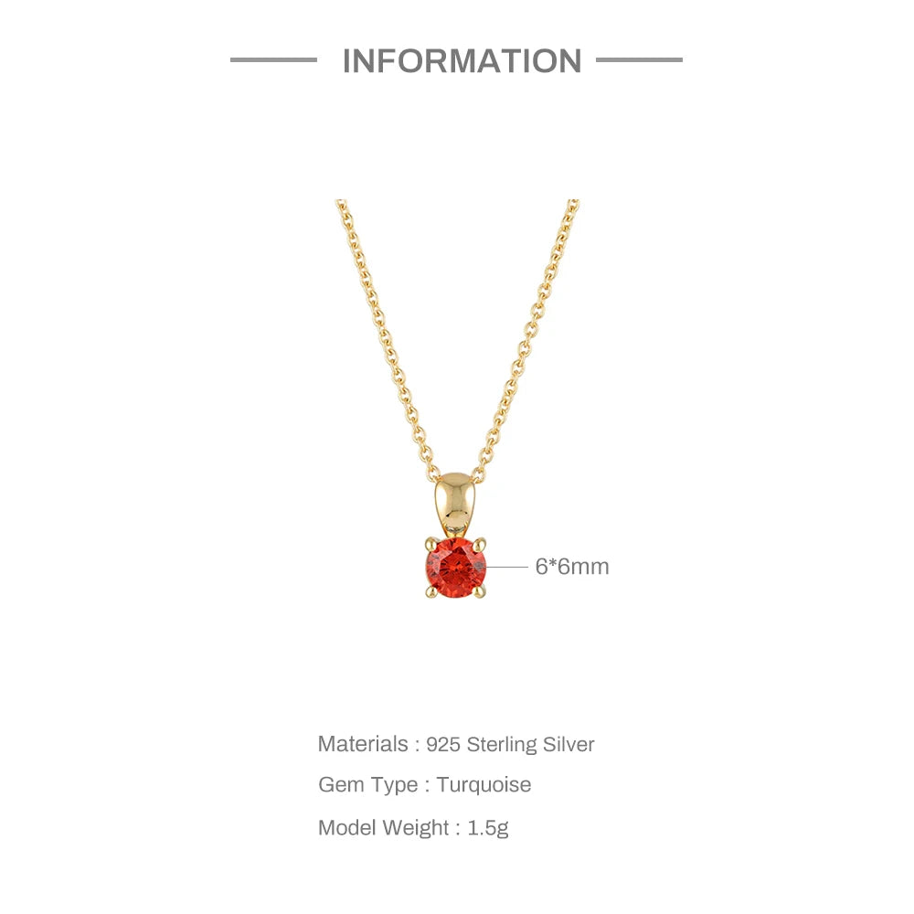 Colored Crystal 925 Sterling Silver Necklace For Women Zircon Clavicle Chain