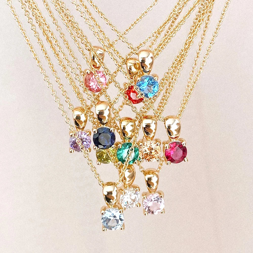 Colored Crystal 925 Sterling Silver Necklace For Women Zircon Clavicle Chain