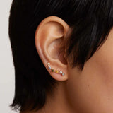 Colored Zircon Lines Earrings Silver 925 Earring For Women