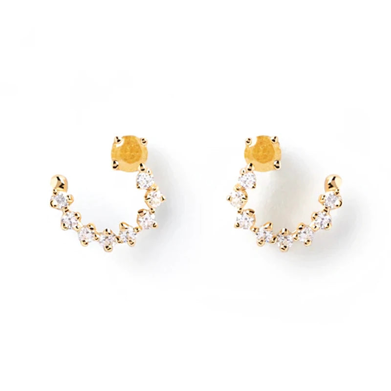 Colored Zircon Lines Earrings Silver 925 Earring For Women