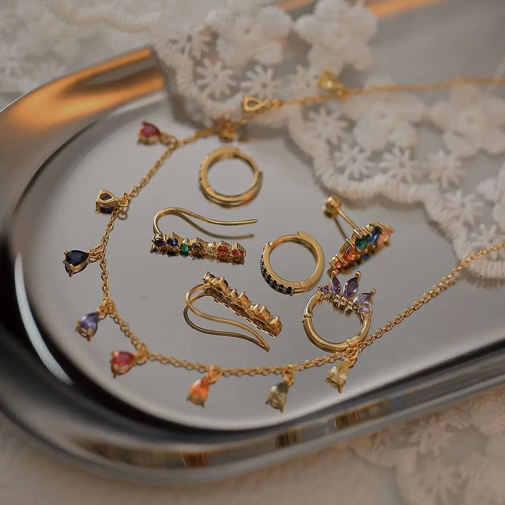 Colored Zircon 925 Sterling Silver Necklace Crystal Pendants Wedding Jewels