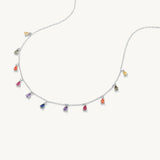 Colored Zircon 925 Sterling Silver Necklace Crystal Pendants Wedding Jewels