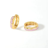 Colorful Enamel Round Hoop Earrings 925 Sterling Silver
