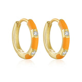 Colorful Enamel 925 Sterling Silver Hoop Earrings