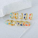 Colorful Enamel 925 Sterling Silver Hoop Earrings