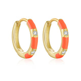 Colorful Enamel 925 Sterling Silver Hoop Earrings
