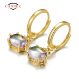 Colorful Stones Pendant 925 Silver Plated Earrings for Women