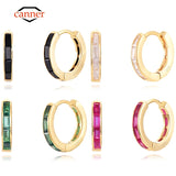 Colorful Zircon 925 Silver Hoop Earrings for Women Fine Jewelry