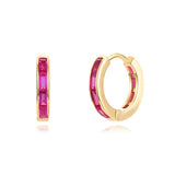 Colorful Zircon 925 Silver Hoop Earrings for Women Fine Jewelry