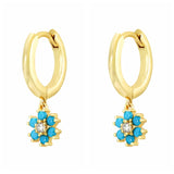 Colorful Zircon Sterling Silver Flower Earrings for Women