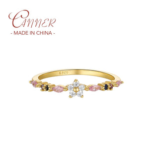 Colorful Zircon Eternity Rings 925 Silver Star Flower Butterfly Finger Ring