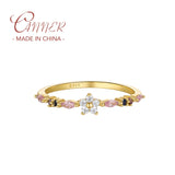 Colorful Zircon Eternity Rings 925 Silver Star Flower Butterfly Finger Ring