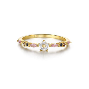 Colorful Zircon Eternity Rings 925 Silver Star Flower Butterfly Finger Ring