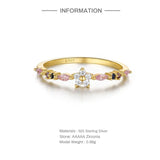 Colorful Zircon Eternity Rings 925 Silver Star Flower Butterfly Finger Ring
