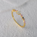 Colorful Zircon Eternity Rings 925 Silver Star Flower Butterfly Finger Ring