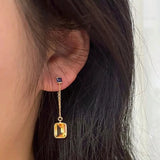 Colorful Zircon Pendant 925 Silver Drop Chain Earrings
