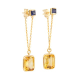 Colorful Zircon Pendant 925 Silver Drop Chain Earrings