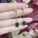 Colorful Zircon Pendant 925 Silver Drop Chain Earrings