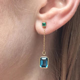 Colorful Zircon Pendant 925 Silver Drop Chain Earrings