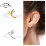 Colorful Zircon Stud Earrings 925 Silver Piercing Cartilage Earring for Women
