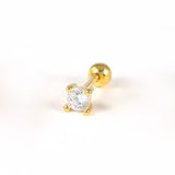 Colorful Zircon Stud Earrings 925 Silver Piercing Cartilage Earring for Women