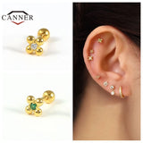 Colorful Zircon Stud Earrings 925 Silver Piercing Cartilage Earring for Women