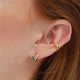 Colorful Zirconia 925 Silver Ear Cuff Clip Earring Women Non-pierced